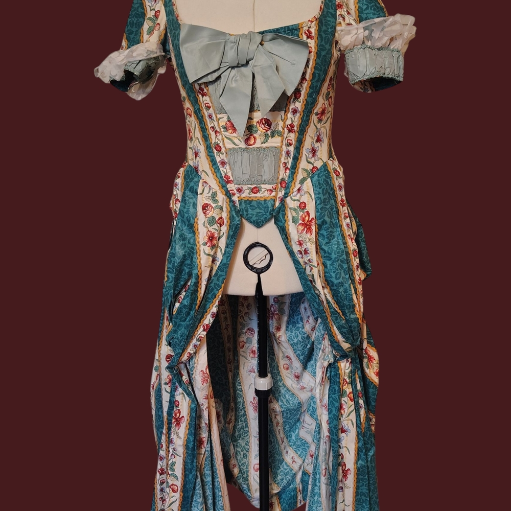 Vintage Handmade Floral Victorian Style Dress with Corset
